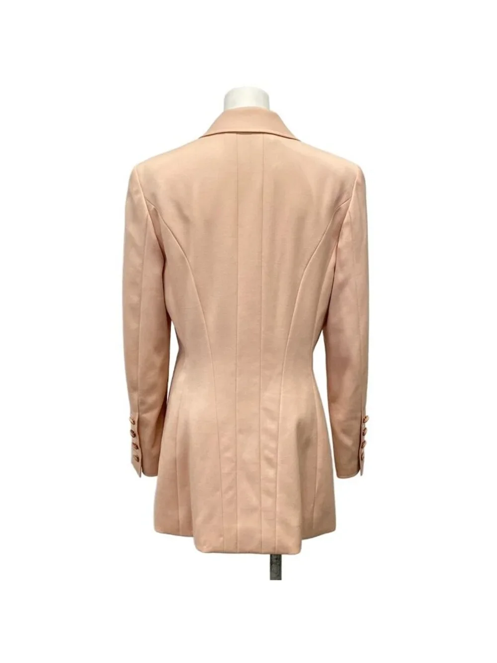 Chanel Jacket 40 M Light Pink Long Sleeve CC Logo Button Double Spring Autumn
